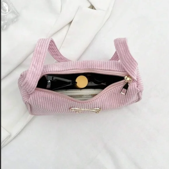 ⚠️Clearance Gold Bow Accent Pink Lightweight Women's Shoulder Bag - Picture 7 of 8